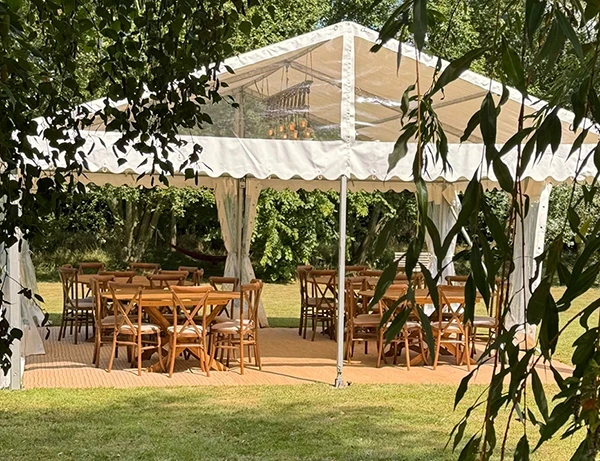 Essex frame marquee with clear roof