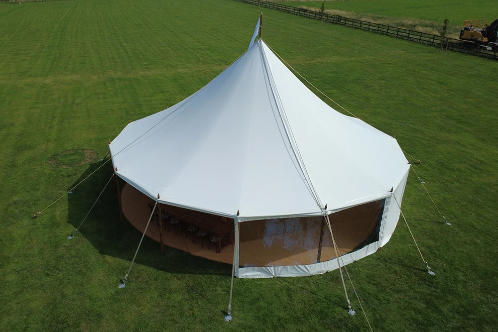 Round sailcloth marquee for a 21st birthday party in Essex