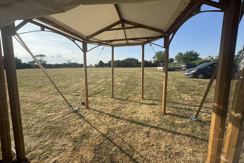 Sailcloth marquee walkway at an Essex wedding venue