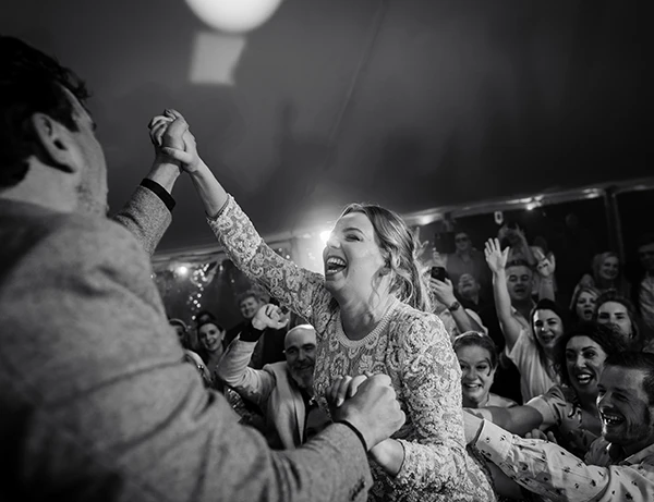 Wedding couple dancing in an Essex sailcloth marquee